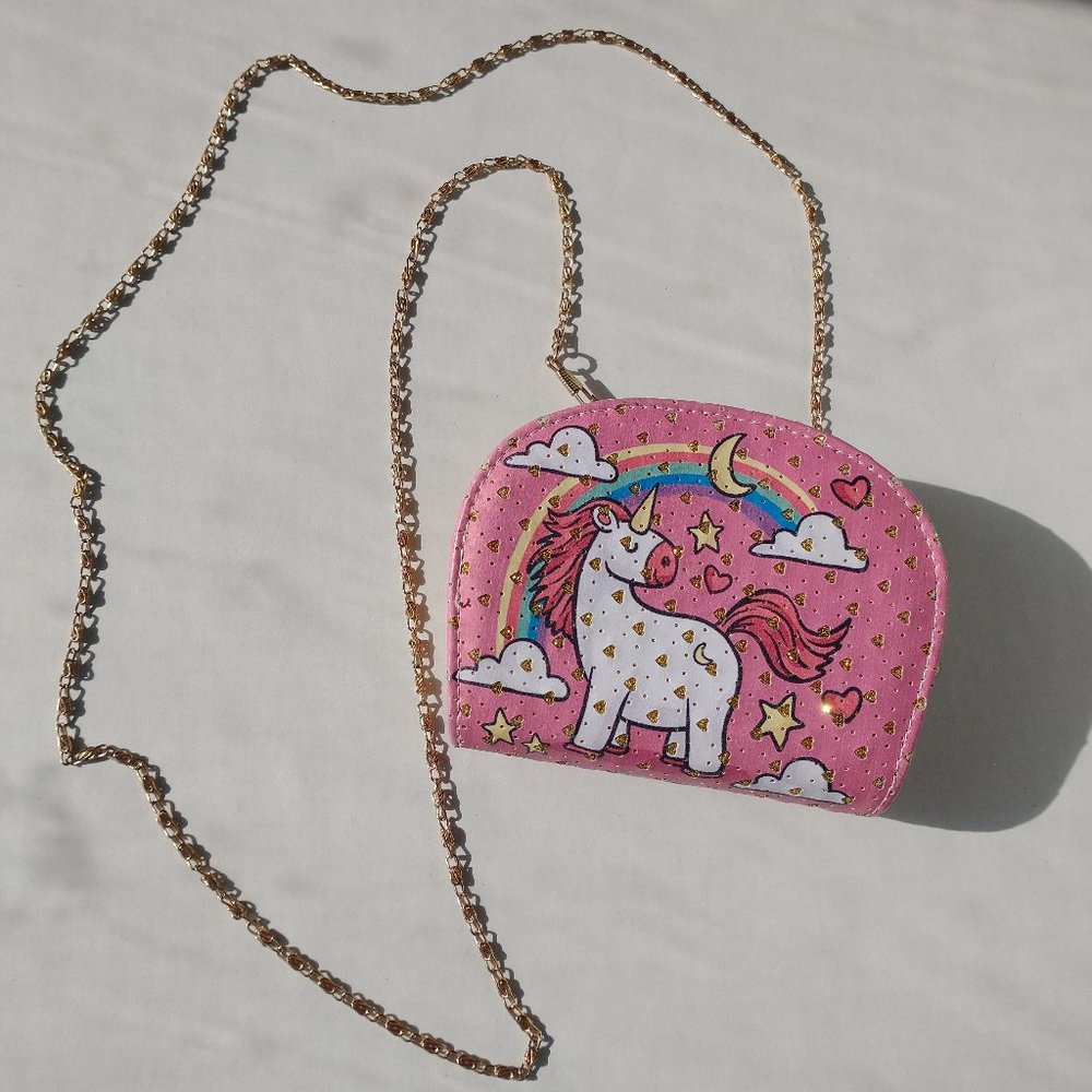 Unicorn Rainbow Coin Purse with Chain Strap